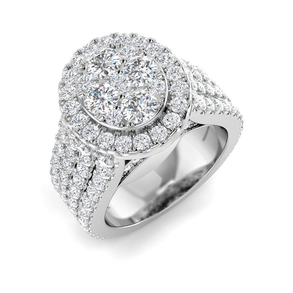 Natural Round Cut Diamond Cluster Engagement Ring