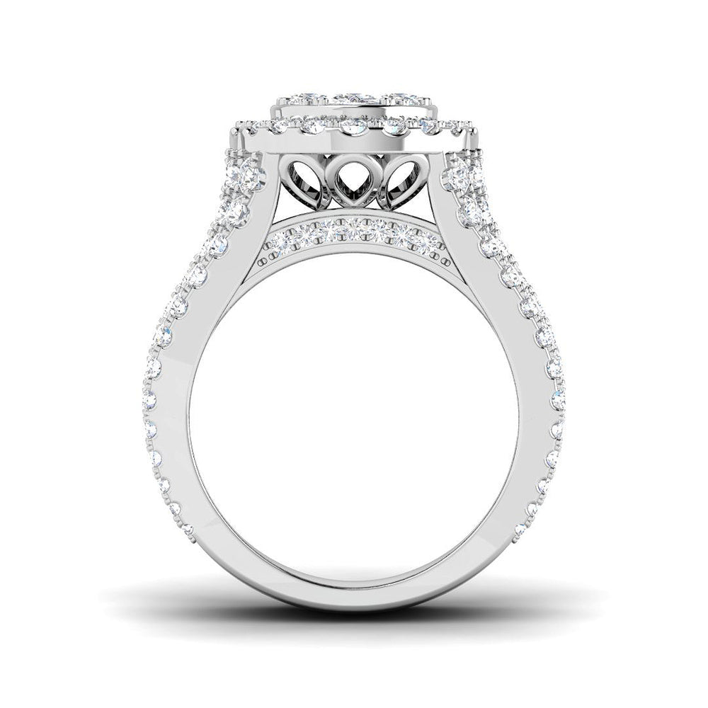 Natural Round Cut Diamond Cluster Engagement Ring