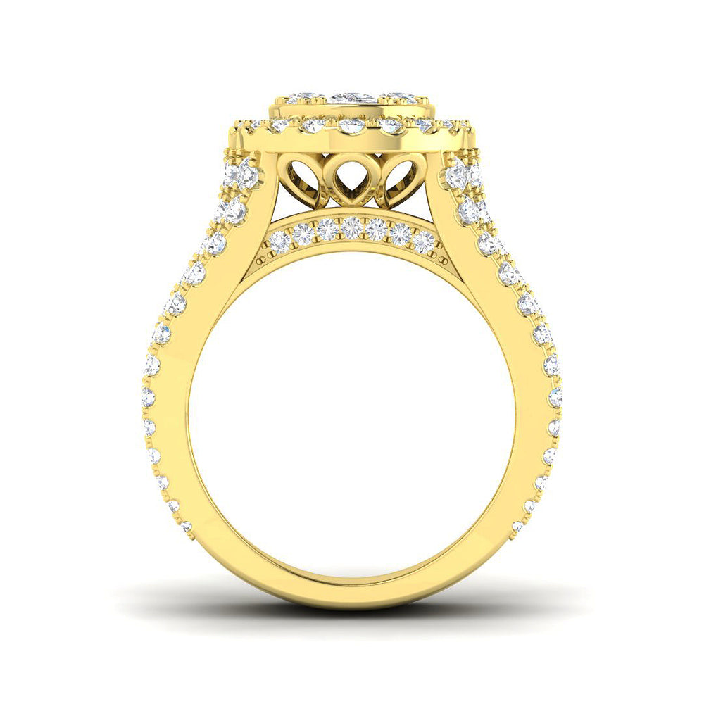 Natural Round Cut Diamond Cluster Engagement Ring