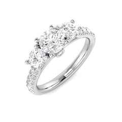 1.60Carat D-E/VS Lab Grown Diamond 3 Stone Wedding Ring 950 Platinum Ready To Ship