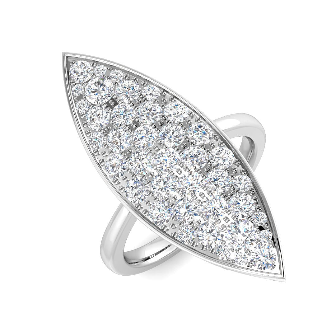Marquise Shape Diamond Cluster Statement Ring 1.50ct | UK Hallmarked