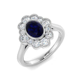 Diamond Farribgbob Blue Sapphire Ring | 1.5ct