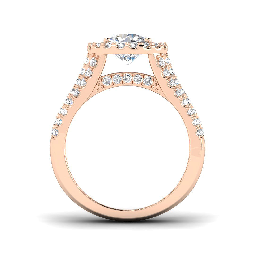 Lab Grown Round Cut Diamond Halo Engagement Ring