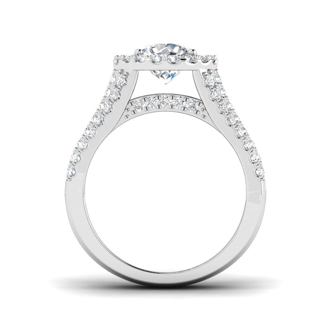 Lab Grown Round Cut Diamond Halo Engagement Ring