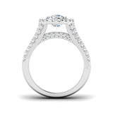 Verlobungsring mit Halo und im Labor gezüchteten, runden Diamanten