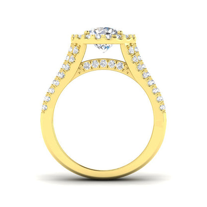 Lab Grown Round Cut Diamond Halo Engagement Ring