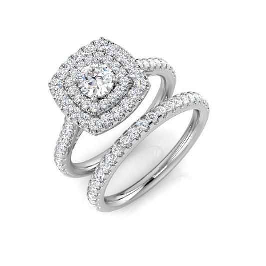 Natural Diamond Round Cut Halo Engagement Ring