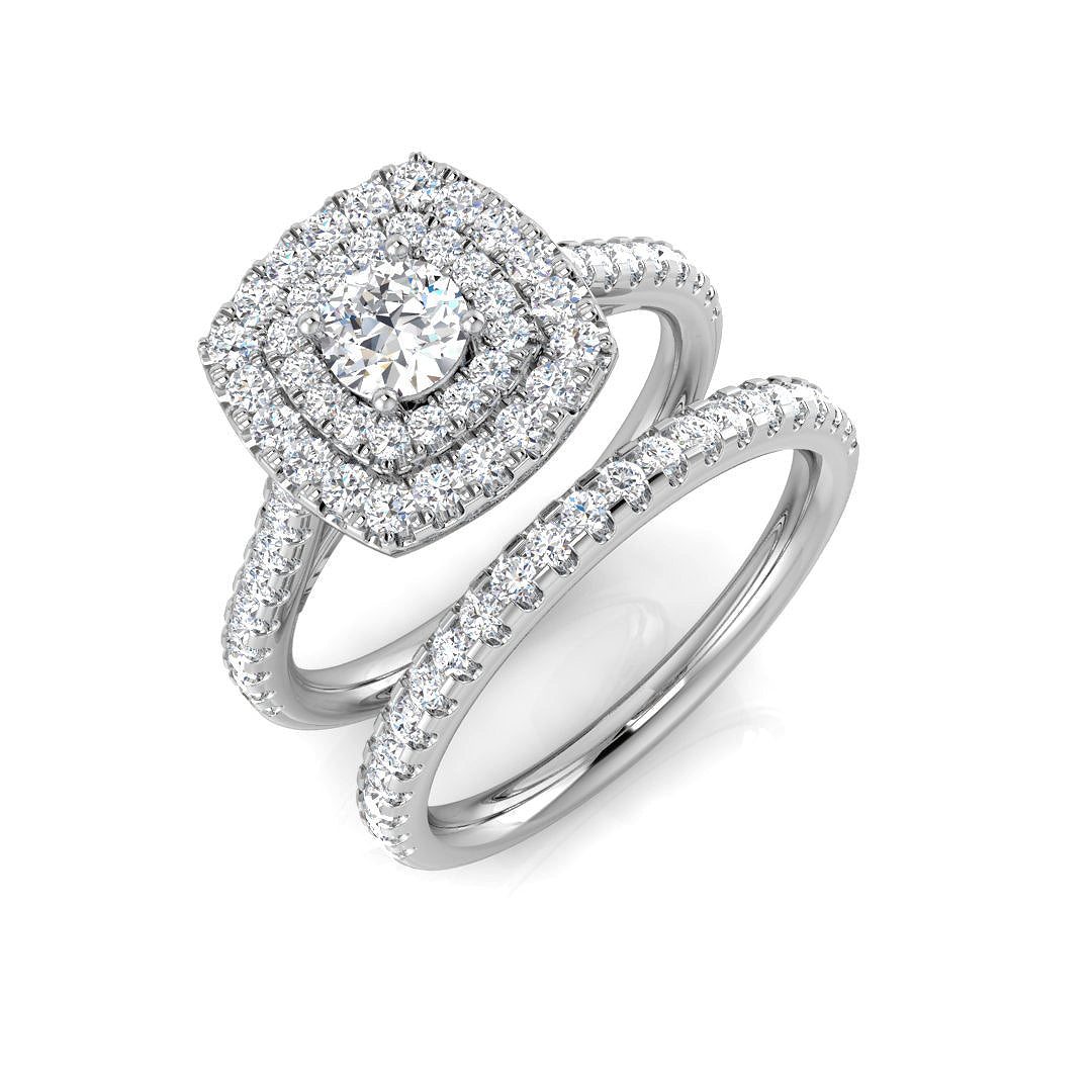 Diamond Halo Cluster Ring | 1.25 Carat | Lab-Grown & Natural Diamonds