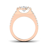 Lab Grown Pear & Round Cut Diamond Halo Engagement Ring