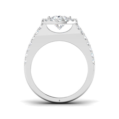 Lab Grown Pear & Round Cut Diamond Halo Engagement Ring