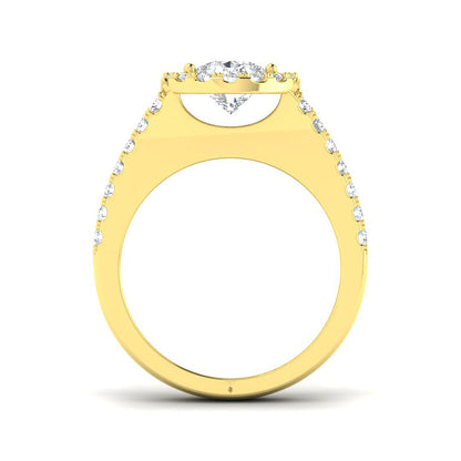 Lab Grown Pear & Round Cut Diamond Halo Engagement Ring