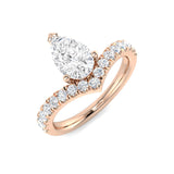 Pear Wishbone Diamond Engagement Ring in Gold or Platinum