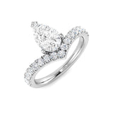 Pear Wishbone Diamond Engagement Ring in Gold or Platinum