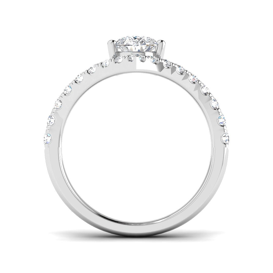 Pear Wishbone Diamond Engagement Ring in Gold or Platinum