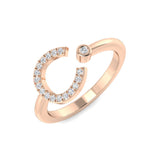 0.11 Carat Round Diamond Micro Pavé & Bezel Letter C Initial Ring