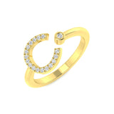 0.11 Carat Round Diamond Micro Pavé & Bezel Letter C Initial Ring