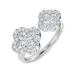 Natural Round Cut Diamond Cluster Engagement Clover Set Ring