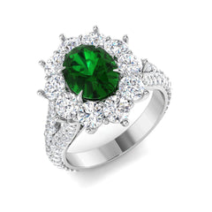 4.20Carat D-E/VS Lab Grown Emerald & Diamond Engagement Ring 950 Platinum Ready To Ship