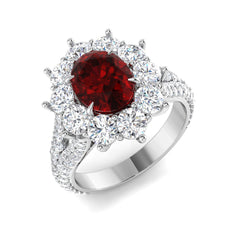 5.00Carat D-E/VS Lab Grown Ruby & Diamond Engagement Ring 950 Platinum Ready To Ship