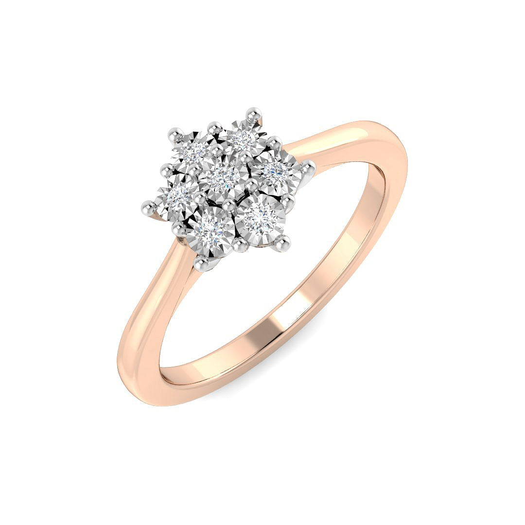 7 Stone Illusion Set Diamond Ring | Lab & Natural | 0.10Ct | Gold & Platinum