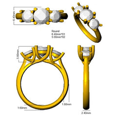 2.10Carat DE/VS Lab Grown Diamond 3 Stone Ring 9k Two Tone Ready To Ship