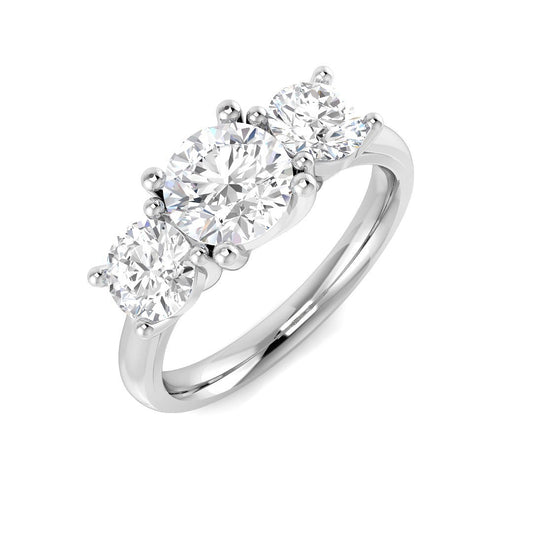 2.00ct Lab Grown D/VVS Round Cut Diamond Trilogy Ring