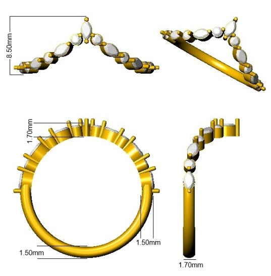 Wishbone Diamond Engagement Ring in white gold