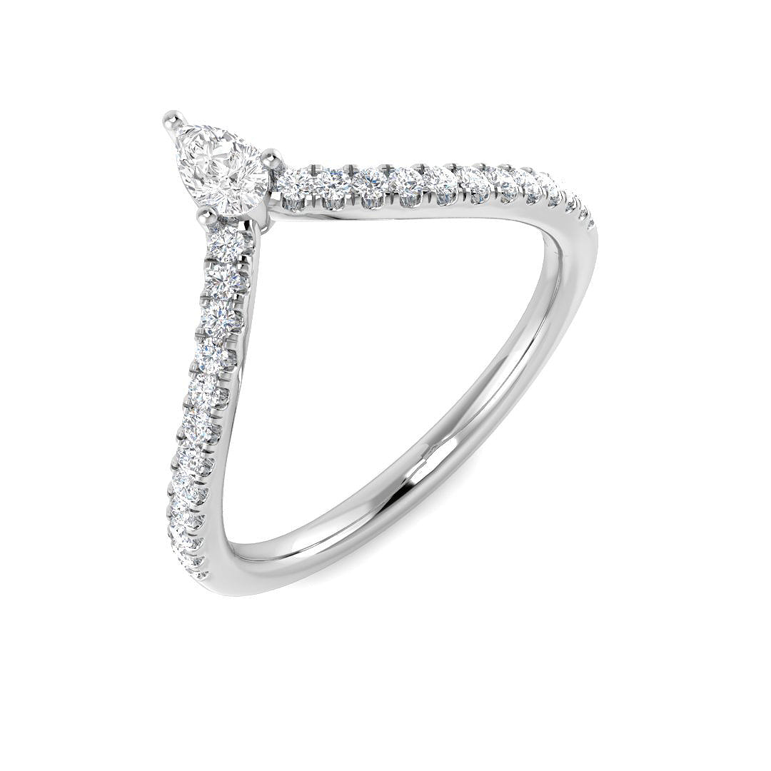 Diamond Hammerkmith Wishbone Ring | 0.3ct | Hallmarked Gold & Platinum