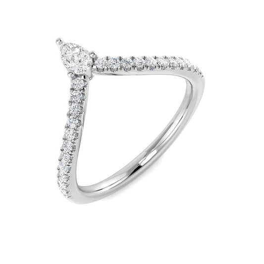 Round & Pear Diamond Wishbone Ring | 0.30ct | Hallmarked Gold & Platinum