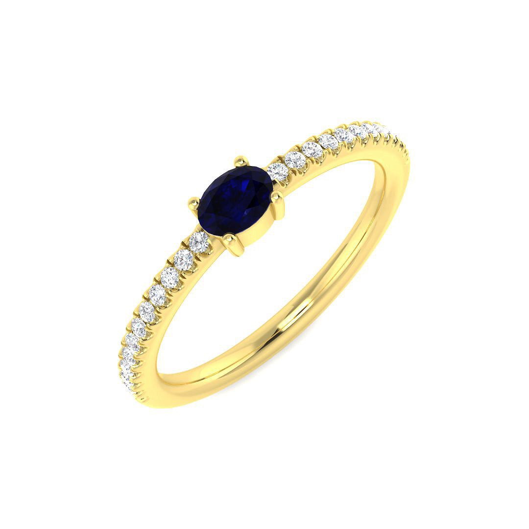 Diamond bottibg Blue Sapphire Ring | 0.33ct - 0.75ct
