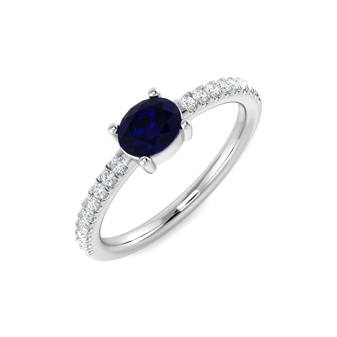Diamond bottibg Blue Sapphire Ring | 0.33ct - 0.75ct