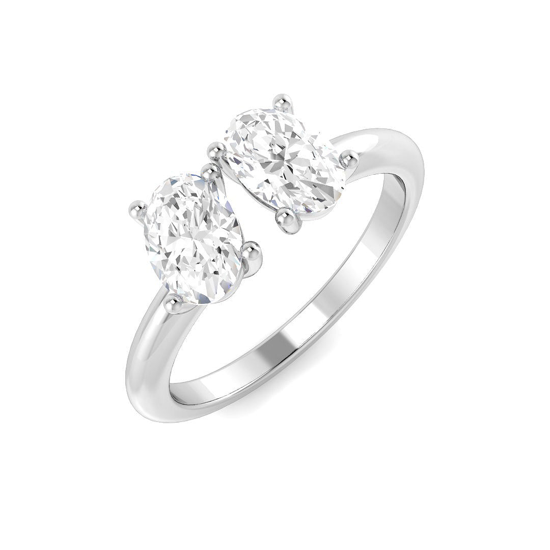 1.20Carat D-E/VS Lab Grown Diamond 2 Stone Wedding Ring 18k White Gold Ready To Ship