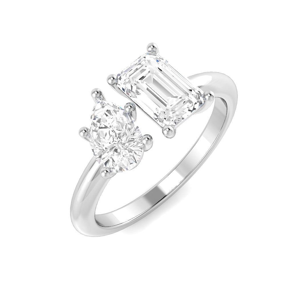 1.50Carat D-E/VS Lab Grown Diamond 2 Stone Wedding Ring 18k White Gold Ready To Ship