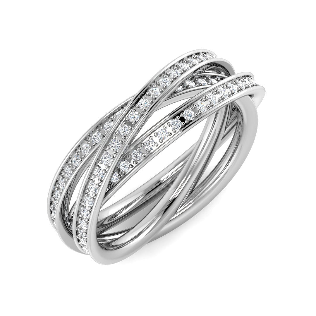 Lab-Grown & Natural Diamond Fancy Multi-Row Criss-Cross Ring – 0.5ct