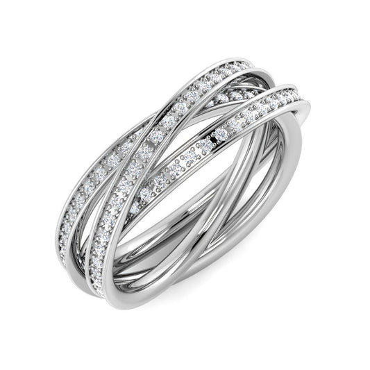 Lab-Grown & Natural Diamond Fancy Multi-Row Criss-Cross Ring – 0.5ct
