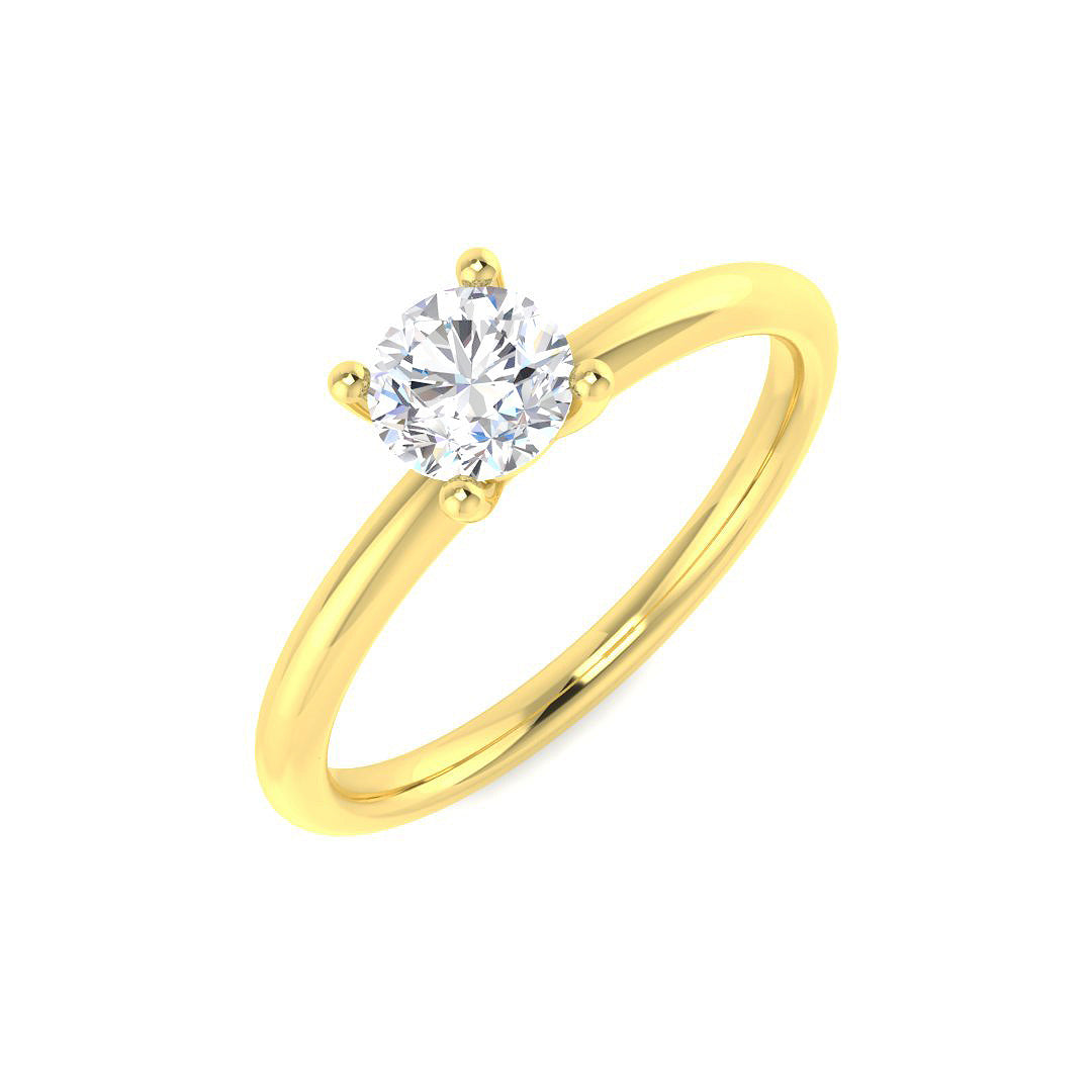 0.60 Ct D-E/VS Lab Grown Diamond Solitaire Ring 18k Yellow Gold Ready To Ship