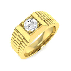 0.70Carat D-E/VS Lab Grown Diamond Signet Engagement Ring 9k Yellow Gold Ready To Ship