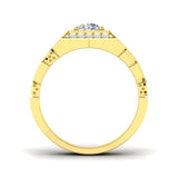 Gold ring with a diamond on a white background