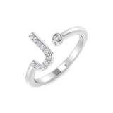 Lab & Natural Diamond J Initial Ring | Round Pave Setting | A-Z