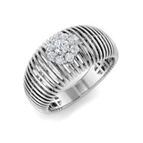 Wide Diamond Band Ring UK | Ribbed Cluster Design