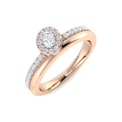 Natural Round & Oval Cut Diamond Halo Engagement Ring.