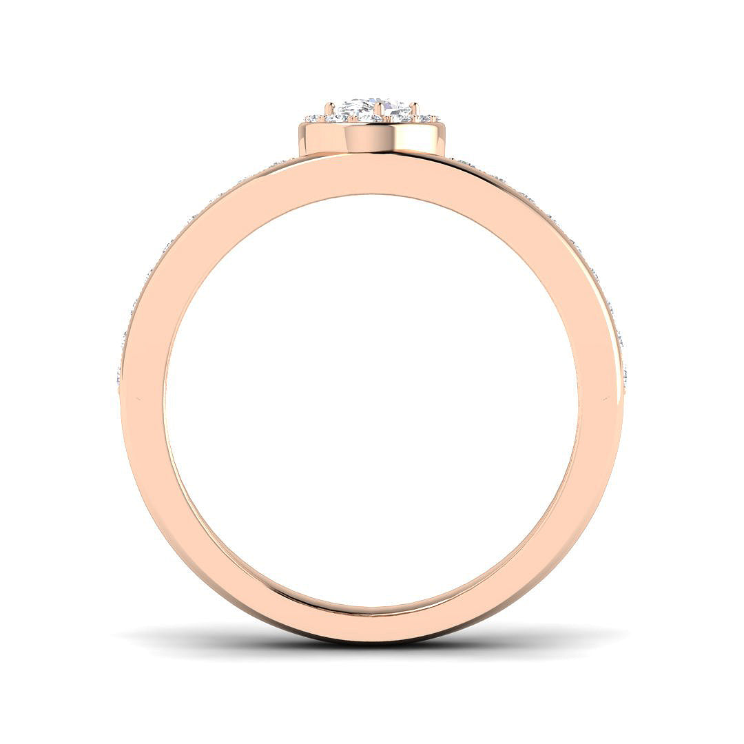 Natural Round & Oval Cut Diamond Halo Engagement Ring.