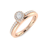 Verlobungsring mit Halo aus natürlichen runden und birnenförmigen Diamanten