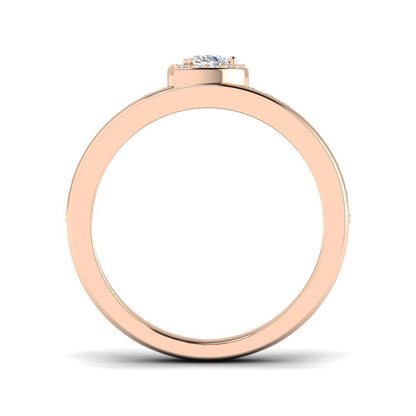 Natural Round & Pear Cut Diamond Halo Engagement Ring