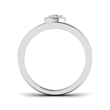 Natural Round & Pear Cut Diamond Halo Engagement Ring