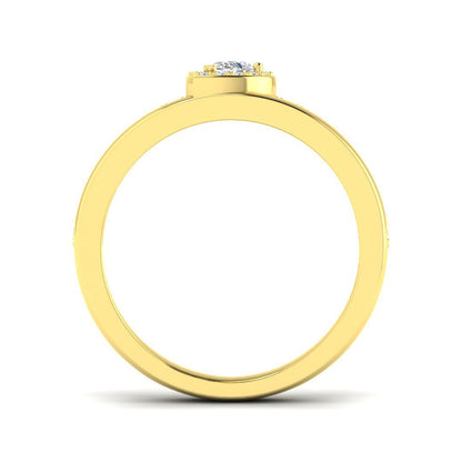 Natural Round & Pear Cut Diamond Halo Engagement Ring