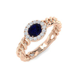 Diamond bivibe Blue Sapphire Ring | 0.5ct | Hallmarked Gold & Platinum