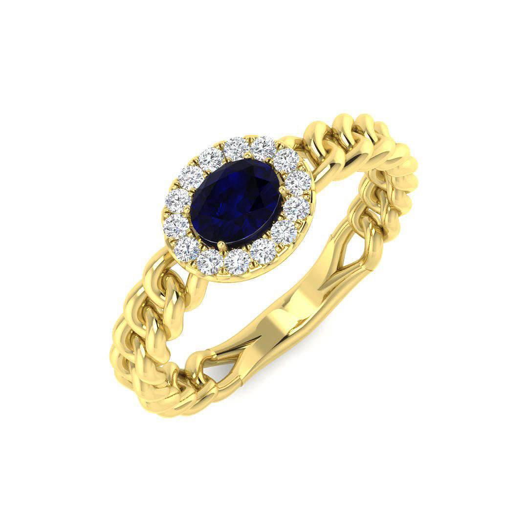 Diamond bivibe Blue Sapphire Ring | 0.5ct | Hallmarked Gold & Platinum