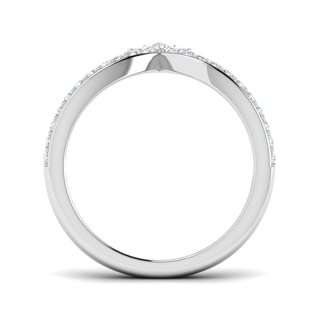 Natural Pear & Round Cut Diamond Halo Engagement Ring