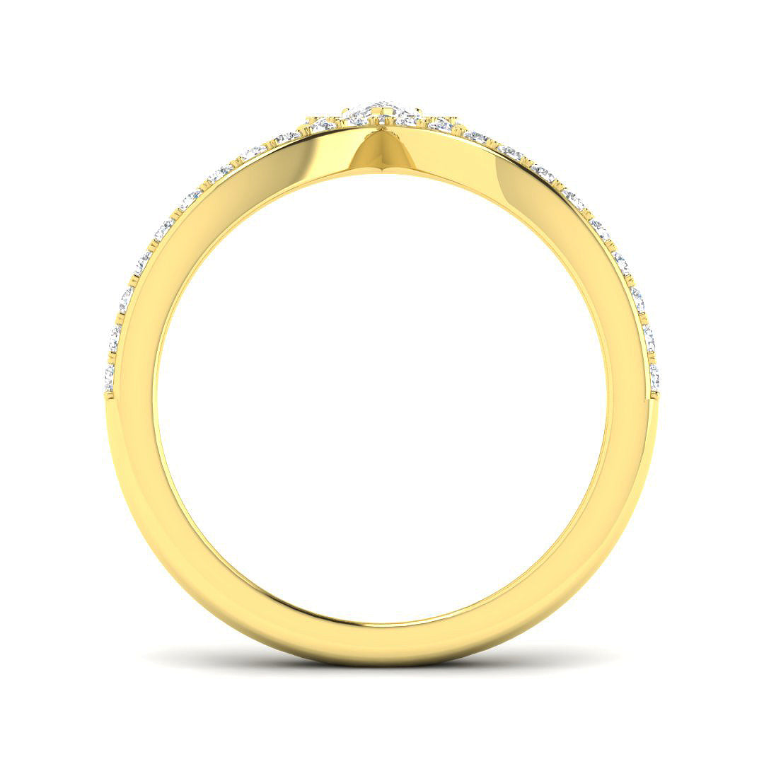 Natural Pear & Round Cut Diamond Halo Engagement Ring